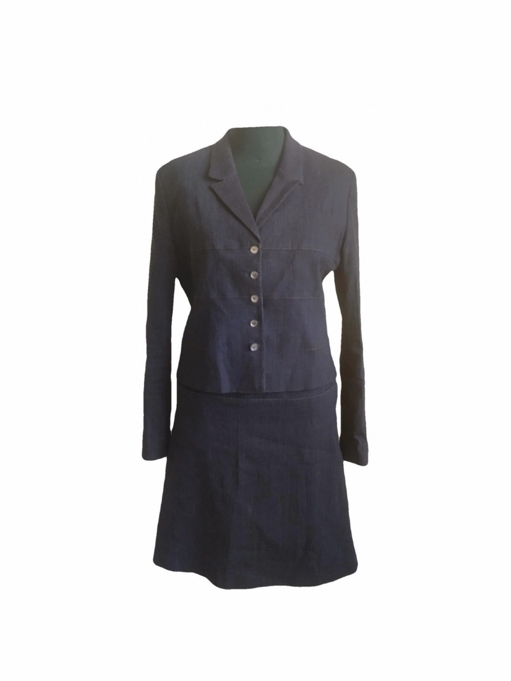 Fendi Navy Tailored Button-Front Blazer with A-Line Skirt